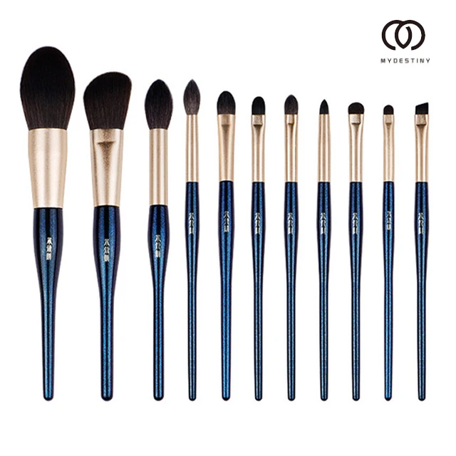 11pcs-Blue Наборы кистей для макияжа Профессиональные 11 шт. Косметическая Кисть для макияжа Наборы с деревянной ручкой тени для век рассыпчатая пудра для бровей Румяна borstels - Handle Color: 11pcs-Blue