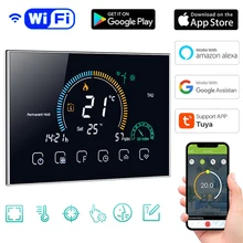 Smart WiFi Thermostat Temperature Controller for Gas Boiler Electric Underfloor Heating Humidity Display Works with Google Home