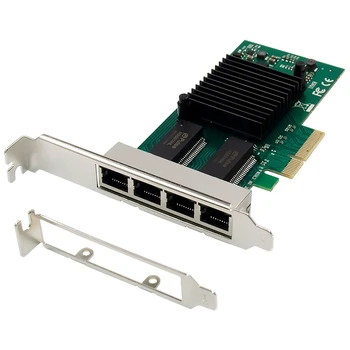 

PCIe X4 Network Card 4 Port Gigabit Ethernet Electrical RJ45 LAN Card 1000M PCIe Adapter Card I350AM4 for PC