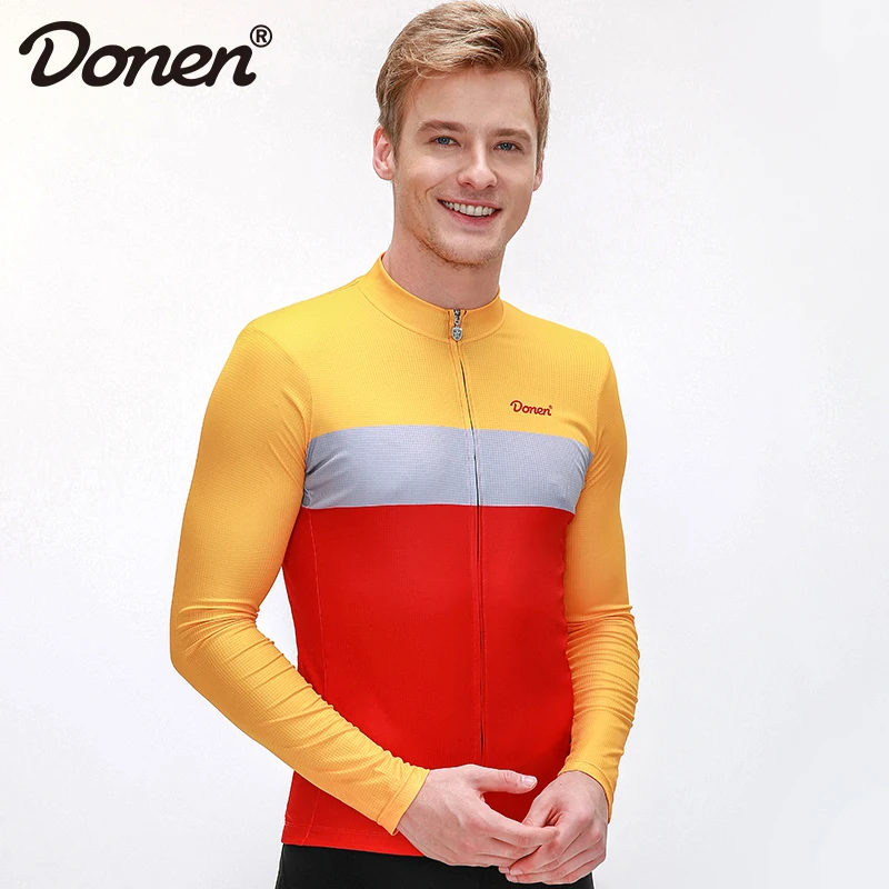 DONEN New Autumn Spring Road Cycling Jersey Men Long Sleeve Mountain Racing Bicycle Clothing Maillot Ropa Ciclismo Hombre