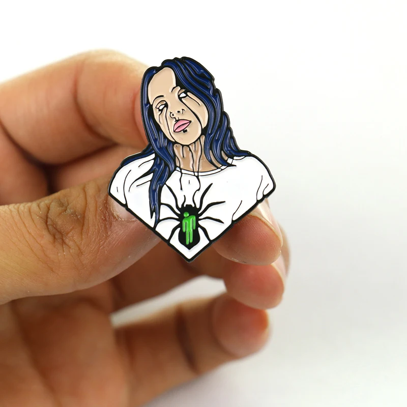 Billie Eilish pin брошка мультфильм эмаль забавный рюкзак с нашивками джинсовая одежда булавки и Броши подарок для женщин и мужчин фанатов