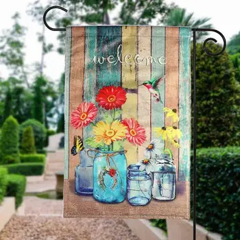 

Summer Spring Burlap Garden Flag Animal Welcome Outdoor Yard Flags With High Quality Garden Flag House Decor