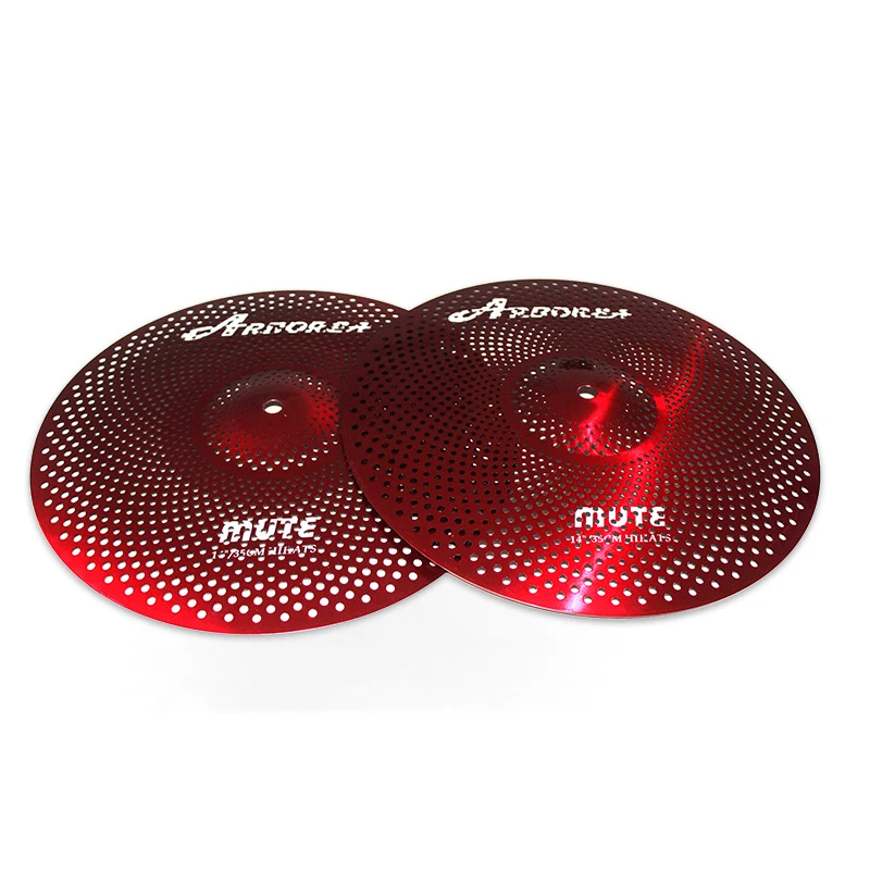Arborea low volume cymbal Red Mute Cymbal 2 pieces of 14'' hihat Cymbal for Drummer practice practice cymbal