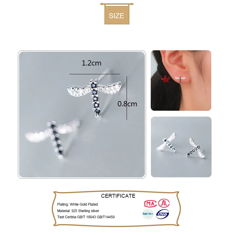 Женские серьги гвоздики в виде стрекозы Trusta модные синие из стерлингового