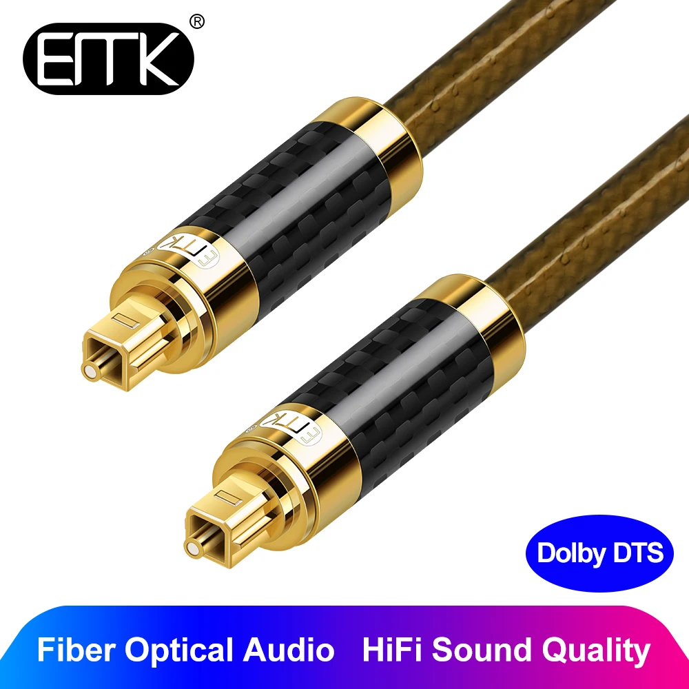 

EMK Premium Digital Optic Fiber Audio Cable Carbon Shell Toslink SPDIF Cable Xbox 360 1m 2m 5m 8m Speaker TV PS4 DVD Amplifier