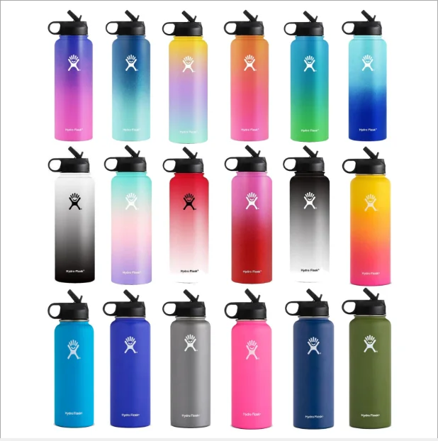 

JM Hydro Flask 18oz/32oz/40oz Vacuum Flask Insulated Thermos Stainless Steel Straw Water Bottle Wide Mouth Sport Travel Bottles