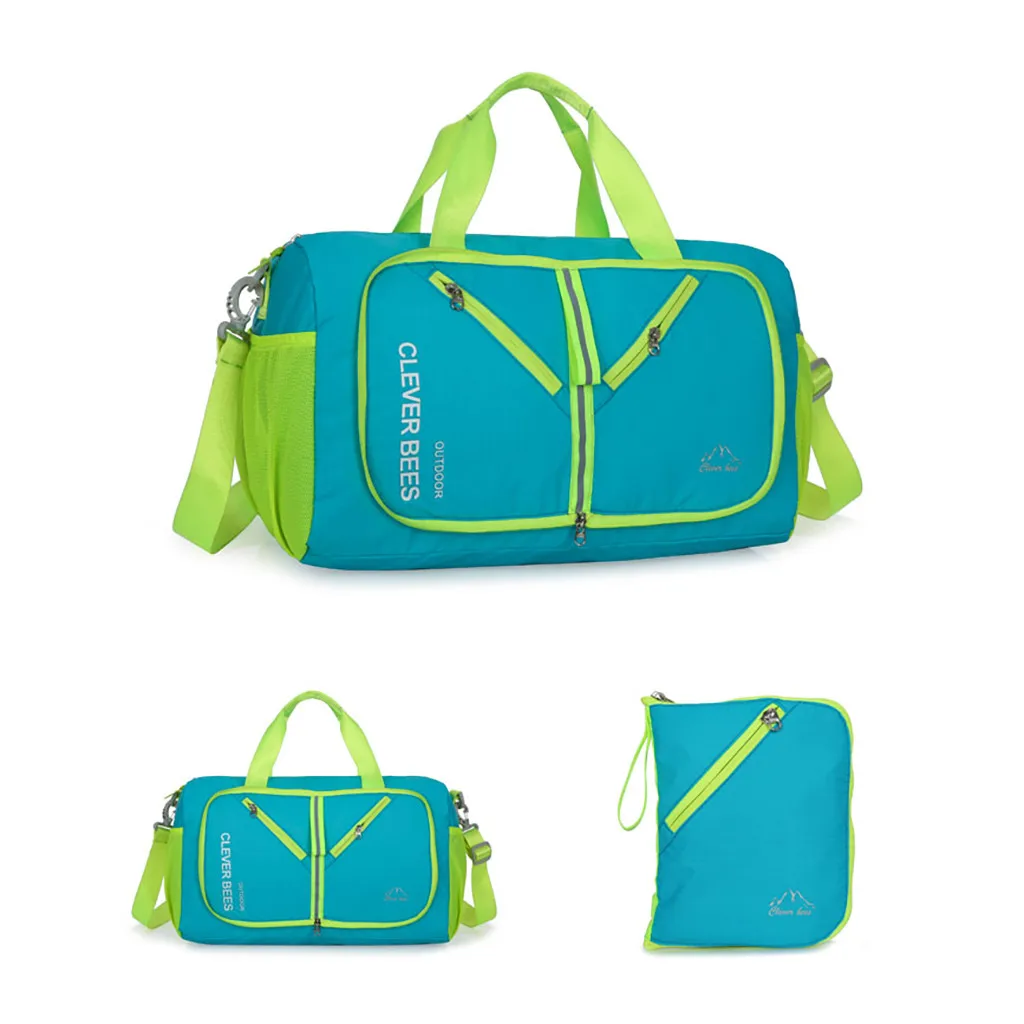 Складная дорожная сумка для хранения, Складная спортивная сумка, модные дорожные принадлежности, Большая вместительная водонепроницаемая сумка-тоут, спортивная сумка - Цвет: Небесно-голубой