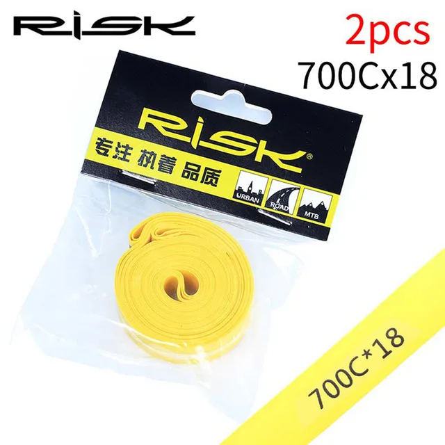 700c x 18mm Yellow Риск велосипедные шлемы ПВХ трубчатая лента между внутренней трубки и обод МТБ дорожный велосипед шины трубчатая лента вкладыш 26/27. 5/29 дюймов x 20 мм/700c x 18 мм крышка - Цвет: 700c x 18mm Yellow