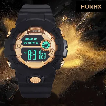 

HONHX Digital Watch Fashion Waterproof Mens Boy LCD Digital Stopwatch Date Rubber Sport Wrist Watch часы мужские relogio digital