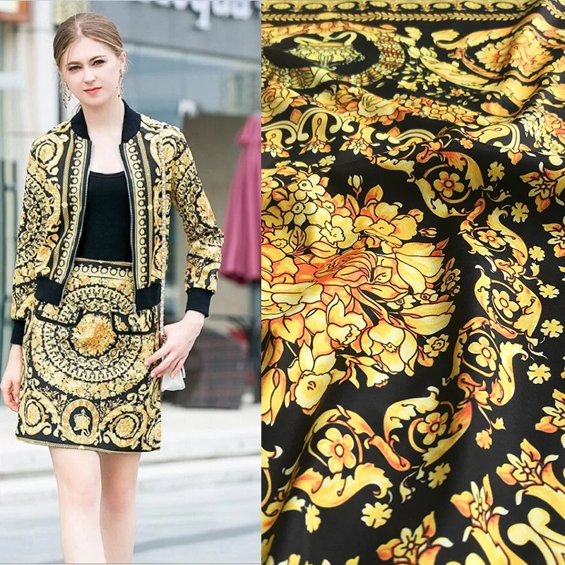 

Baroque Brand Windbreaker Coat Skirt Handmade Textile Sewing 100% Polyester Printed Cloth Designer Fashion Fabric by The Piece