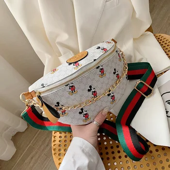 

Disney Wallet women bag 2020 new Korean fashion pu chest bag high sense cartoon lady shoulder bag messenger women bag waist bag