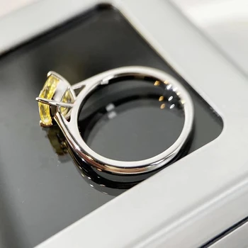 1.25CT Yellow High Carbon Diamond Silver Ring 100%-S925 Silver Wedding Party Fine Jewelry Wholesale 2