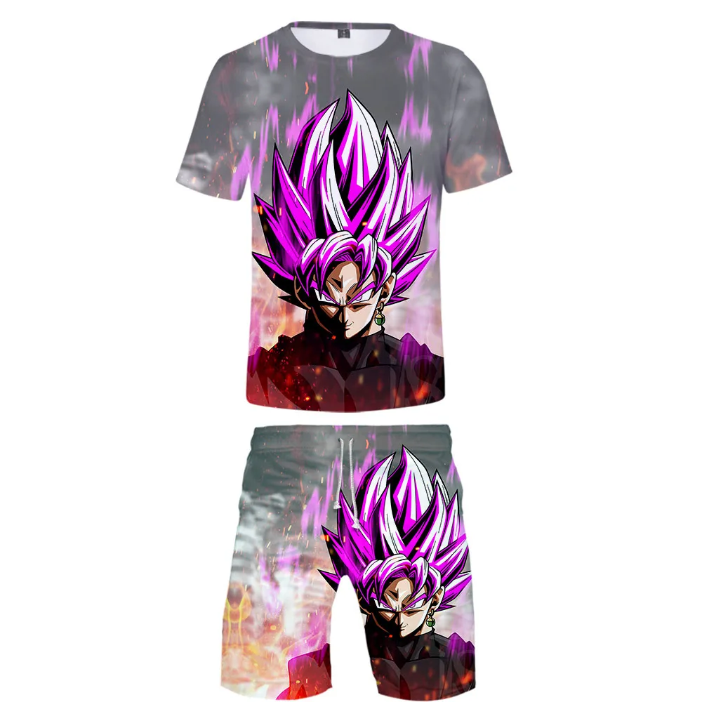 Dragon Ball модные Kawaii аниме 3D унисекс короткая футболка + пляжные шорты летний