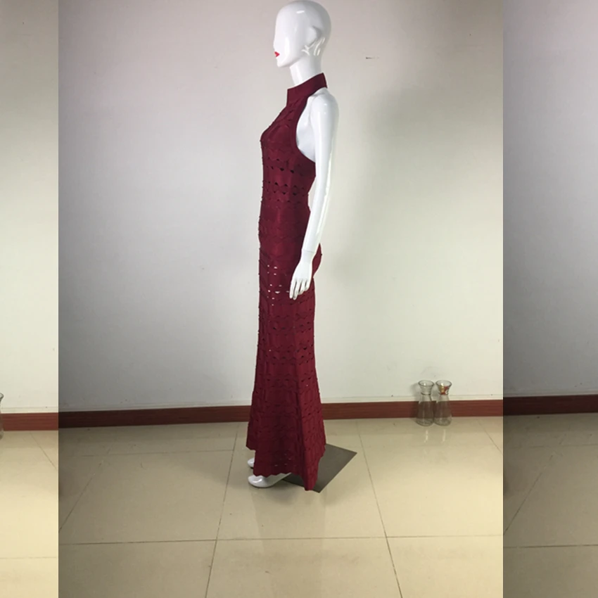 Модное Элегантное женское платье, Новое поступление, винно-красное Бандажное платье, жаккард, шикарное летнее длинное платье знаменитостей, платья для вечеринки, вечернее платье