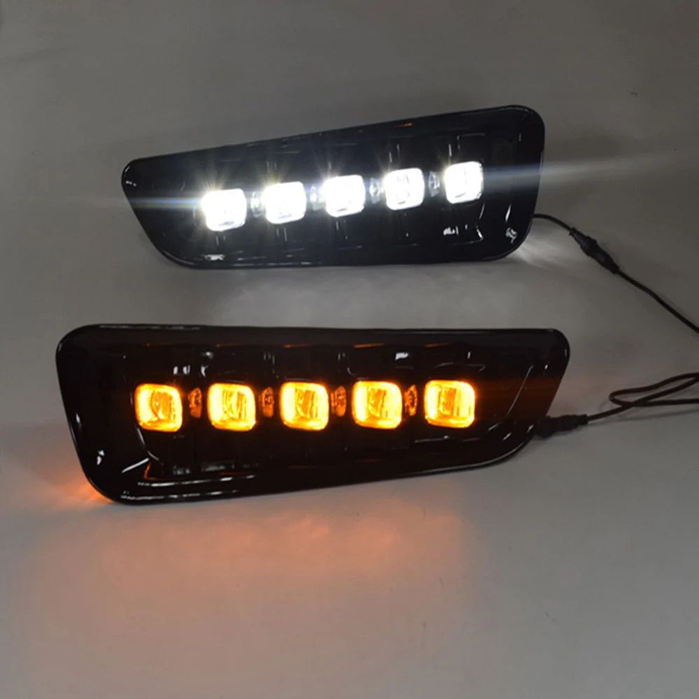 2 шт./партия ECAHAYAKU указатель поворота Мигающий Желтый светильник 12V светодиодный DRL Габаритные огни для Ford Raptor svt F150 Противотуманные огни