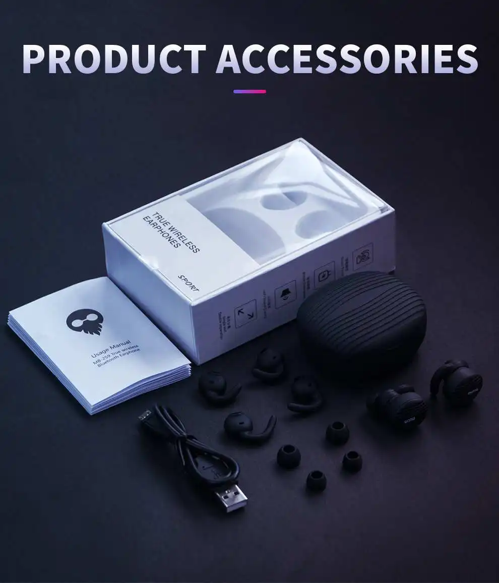 WB-259, мини TWS, bluetooth 5,0, наушники с шумоподавлением, 6D, глубокий бас, двусторонняя, стерео, водонепроницаемая, Спортивная гарнитура с микрофоном