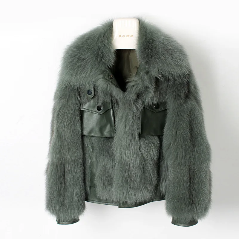 OFTBUY Повседневная зимняя куртка женская Роскошный натуральный мех пальто толстая теплая натуральный Лисий Мех Свободная верхняя одежда уличная мода Новинка