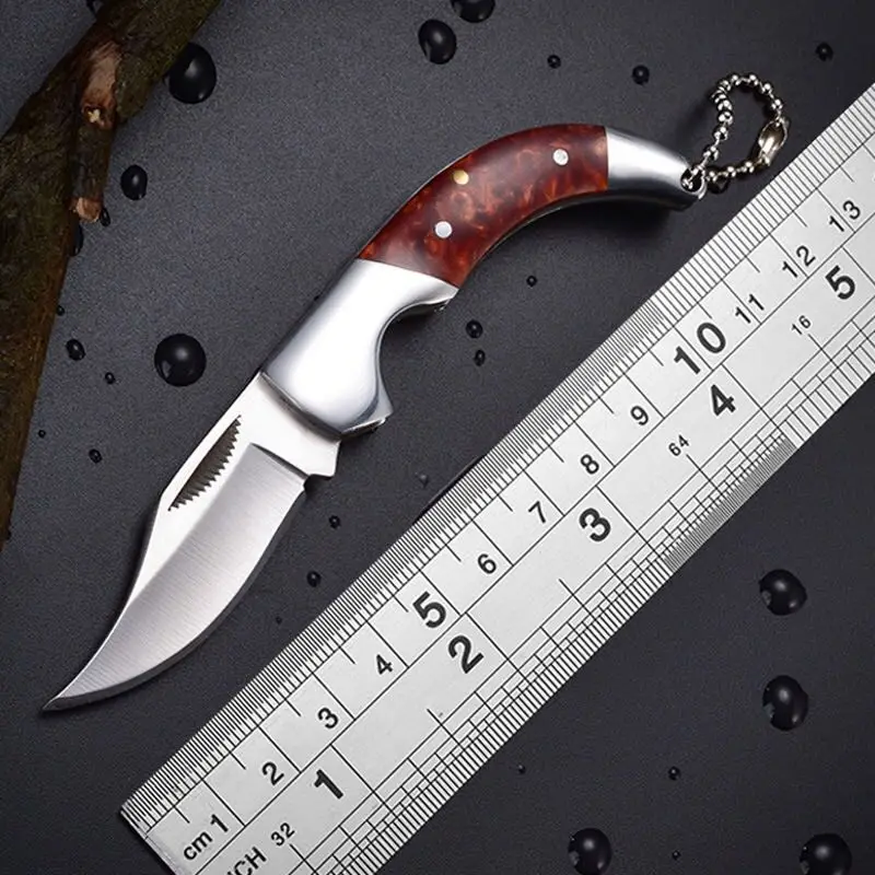 Folding Knife Hunting Camping Survival Tool Dcbeer Steel+Wood Handle Knives EDC Tool Pocket Knife