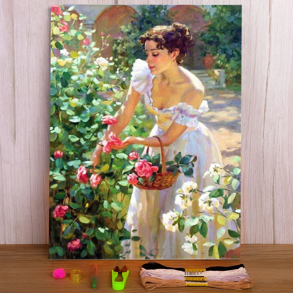 Cross Stitch Kit Angel Butterfly Printed Canvas 11CT Cross Stitch Full Kit DIY Embroidery DMC Threads Hobby Handiwork Handmade