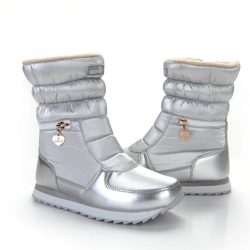 CEVABLUE/ г. Женские ботинки белые зимние ботинки женские модные зимние ботинки прямая, теплые ботинки до середины икры JSH-M025 - Цвет: sliver