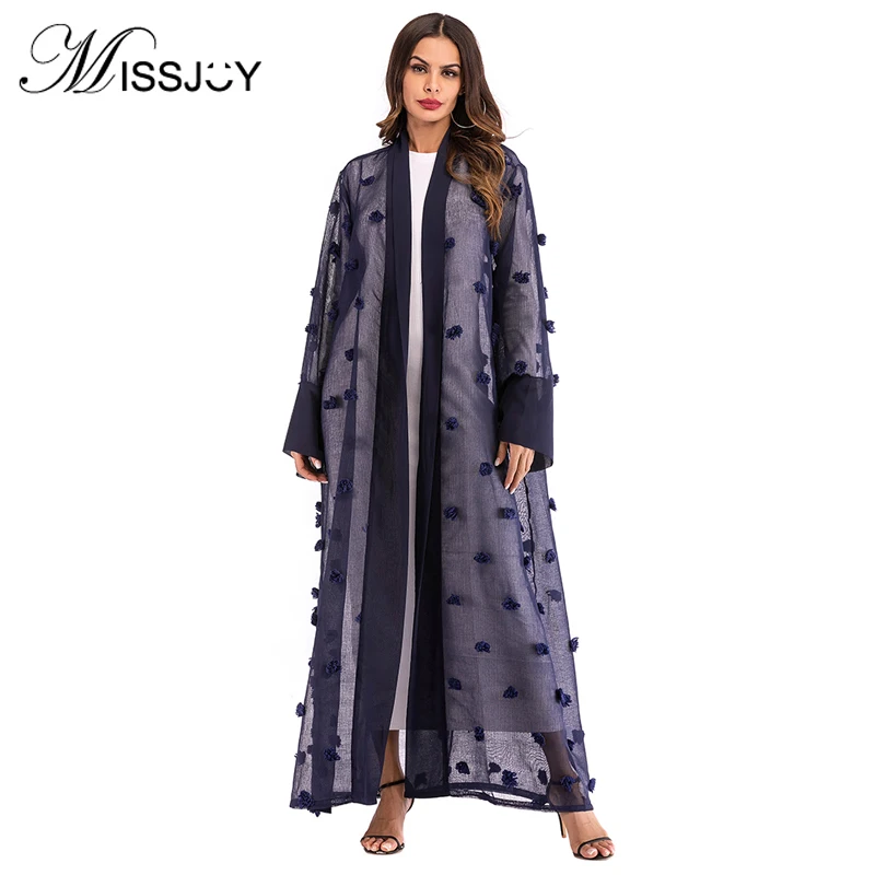 

Muslims Arabian Dress kaftan abaya Cardigan Dubai adult Turkish Floral Patchwork Mesh Lace Long maxi hijab dresses