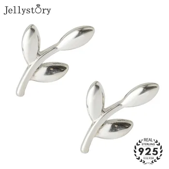 

Jellystory Fashion Silver 925 Stud Earrings for Women Leaf shaped Pendientes Fine Jewellery Wedding Birthday Party Gifts Earring