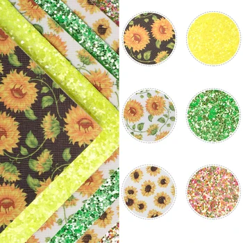 

David accessories 6pcs/set 20*34cm Sunflower Synthetic Leather Set Faux Leather Sheets in Crafts,DIY Handmade Materials,1Yc10609