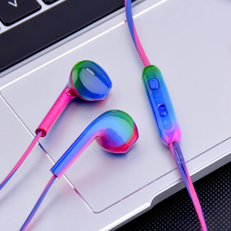 Color mixing Gaming Headphone Earphone Super Bass 3.5mm Wired Earbud In-Ear Headset Earphone with Mic Gradient Gamer Headphone