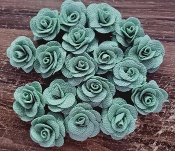 

20Pieces/Bag Mint Green Rose Flowers Handmade 3.5CM Fabric Roses Cotton Cloth Flower Hand DIY Wedding Bouquet Hair Accessories