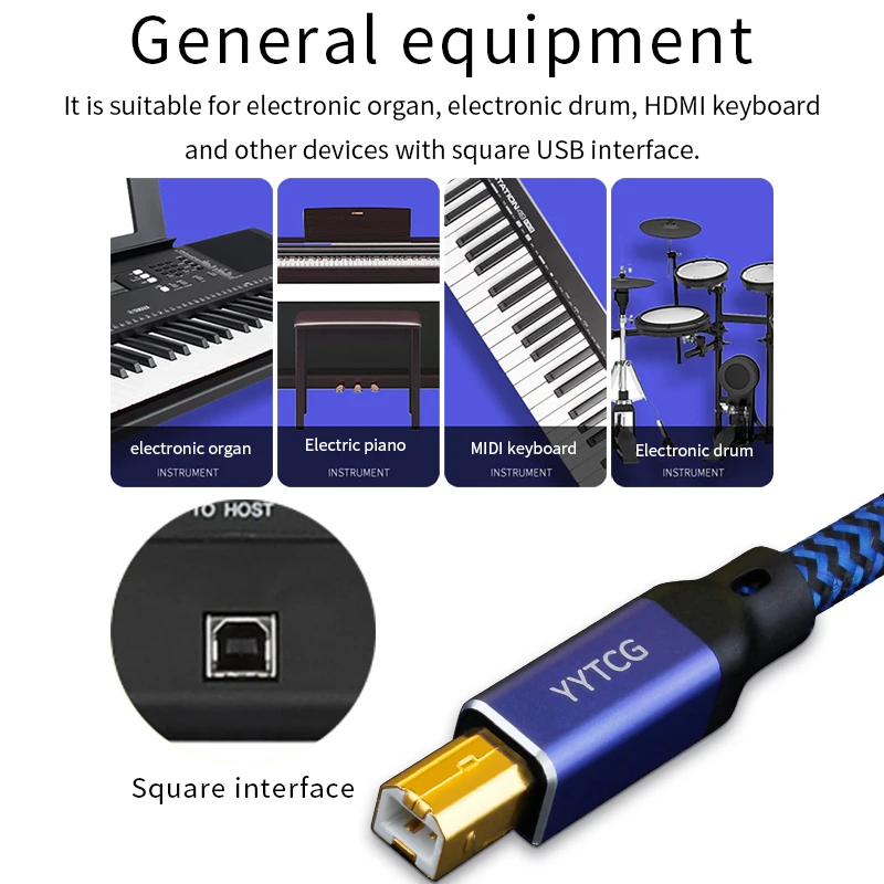 YYTCG Hifi USB Cable Type C to Type B 6N OCC Hifi Data Cable Universal Data Line USB Audio Cable