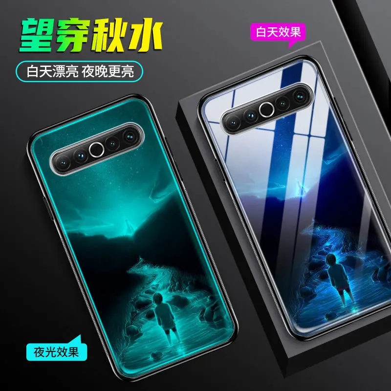 meizu phone case with stones Luminous Case For Meizu 16 Case Glow in Dark Tempered Glass Back Cover For Meizu 16 16th 15 Plus 16X 16XS 16S 17 Pro Cover Bag best meizu phone case