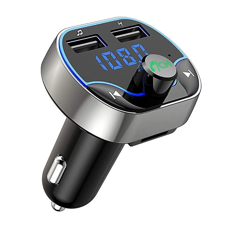 Черный Visting Автомобильный Bluetooth 4,2 FM передатчик беспроводной радиопередатчик адаптер громкой связи с мульти защитой поддержка TF - Цвет: Черный