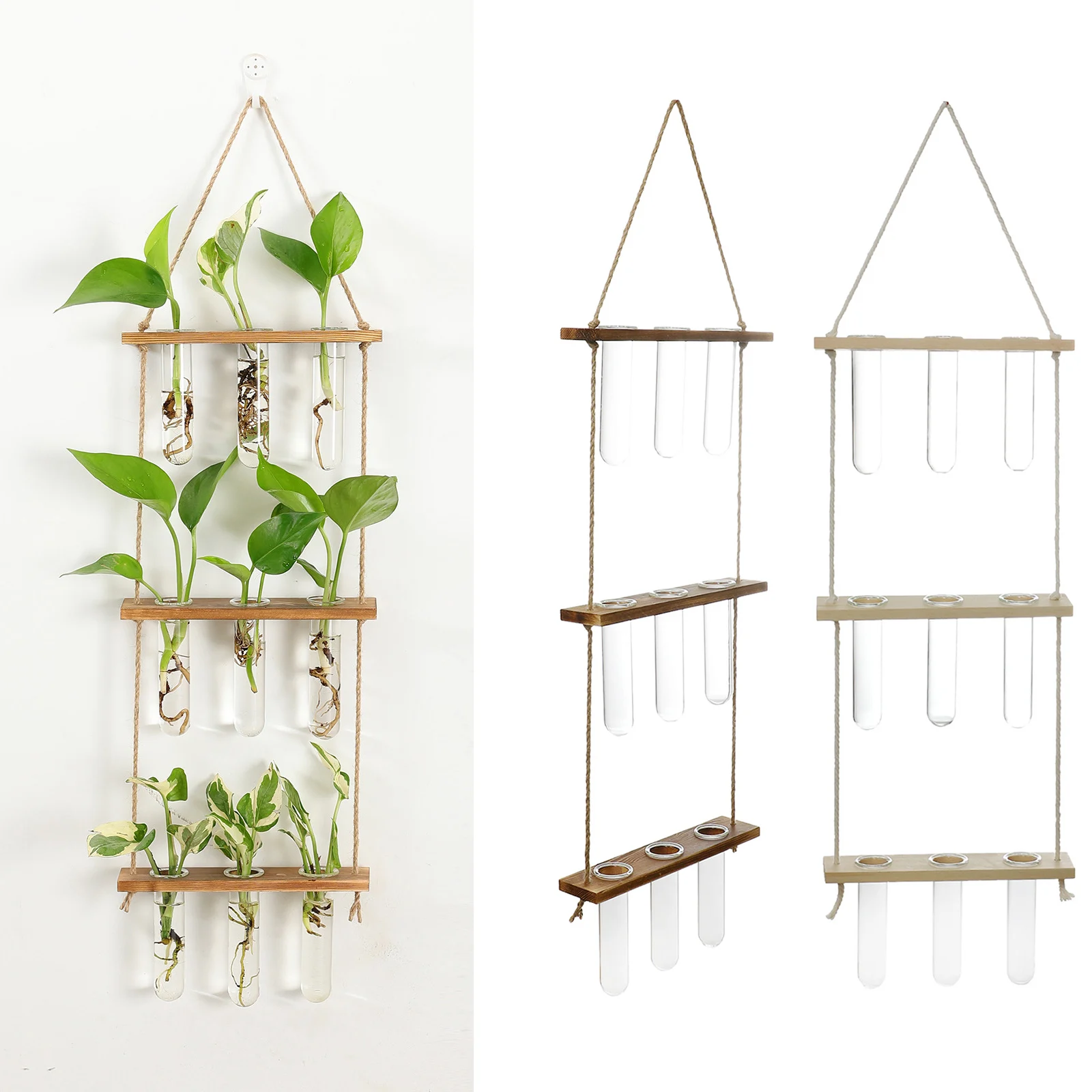 Fioriera Da Tavolo In Vetro A Forma Di Lampadina - Vaso Idroponico Con Supporto In Legno - Decorazione Per Piante Aeree E Fiori - Regalo Originale - 4