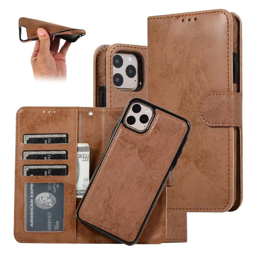 

Magnetic Leather Case For iPhone 11 Pro Max XS XR 12 Pro Max Detachable Wallet Case For iPhone 8 Plus 7 6 6s 5s SE 2020 Cover