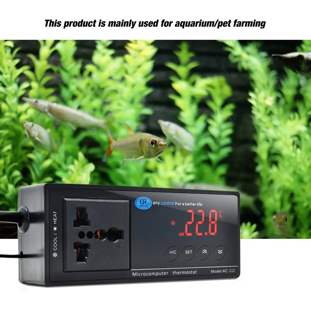 AC-112V Aquarium Reptile Temperature Controller Digital Display Intelligent Plug-in Thermostat Universal Socket Regulator