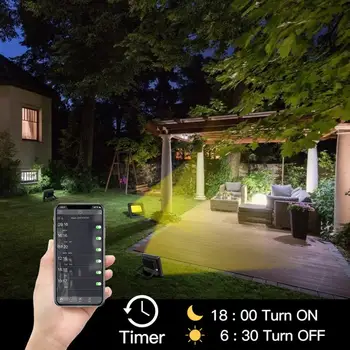 

20W IP66 Waterproof Colorful timing APP outdoor color projection lights Control Wall Colour Changing Garden RGB LED Flood Lights
