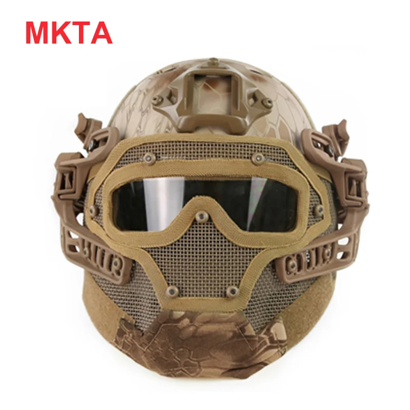 MKTA Тактический шлем крышка G4 система страйкбол Пейнтбол шлем полное лицо защитная маска очки для спорта на открытом воздухе военный шлем CS - Цвет: MKTA