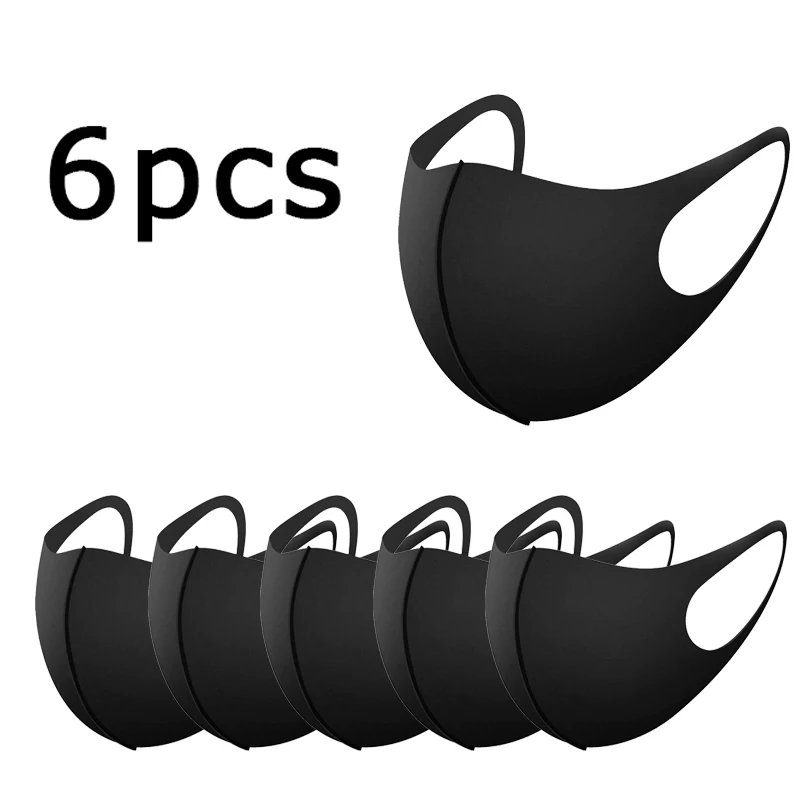 

6 pcs Disposable Anti Pollution Haze Face Wind Proof Mouth Cover Black Mouth Mask Breathable Unisex Waterproof Fabric Masks Care