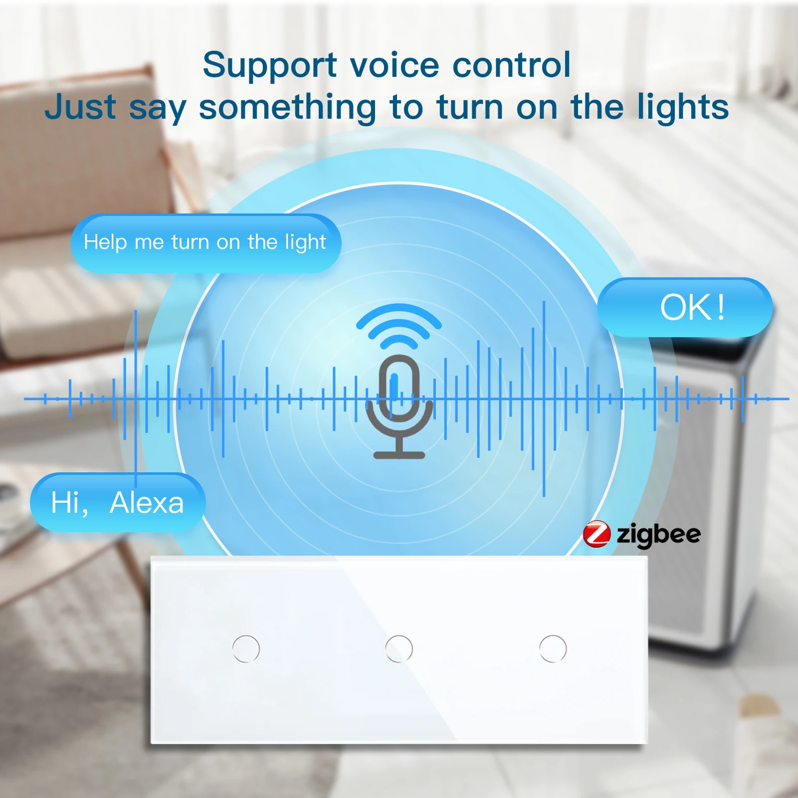Bseed-ο Zigbee Ʈ EU ̱ ̺ 1/2/3 Gang 228mm ġ Ʈ ġ,  г Ʈ ġ Alexa Ʈ  ȣȯ