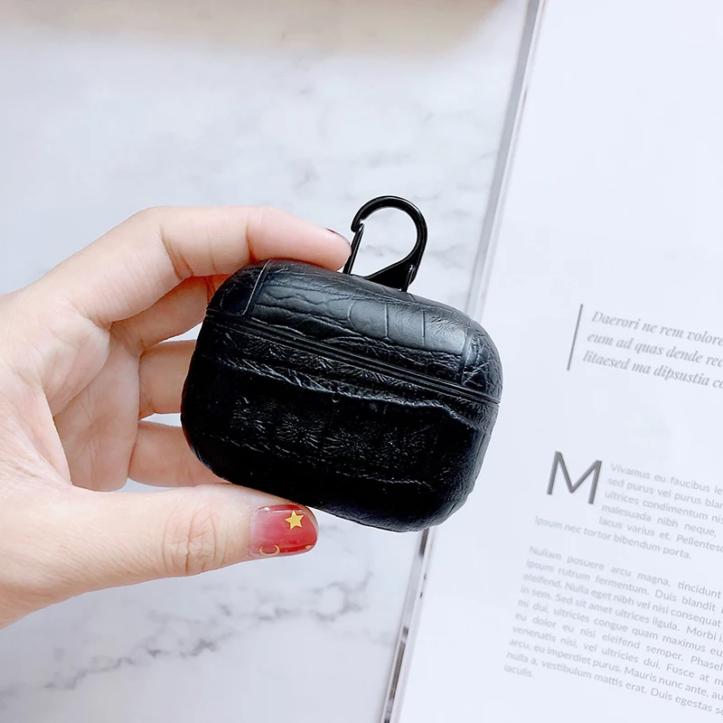 Crocodile Black Сумка из крокодиловой кожи для AirPods Pro Bluetooth беспроводные наушники со змеиным узором из искусственной кожи чехол для AirPods Pro Чехол зарядная коробка - Цвет: Crocodile Black