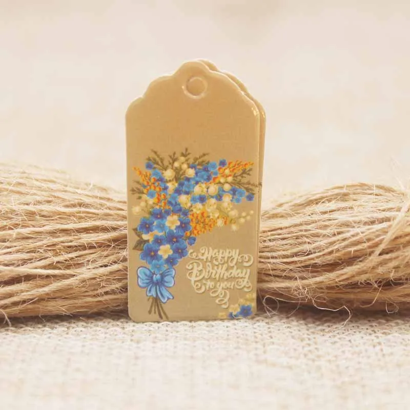 2x4cm50 tag 50string Новинка, Милая Белая/коричневая бирка 2x4 см, 100 шт./50 тегов, 50 струн, Подарочная бирка, сделай сам, Счастливого Рождества, Снежная бирка, печенье, свадебные сувениры - Цвет: 2x4cm50 tag 50string