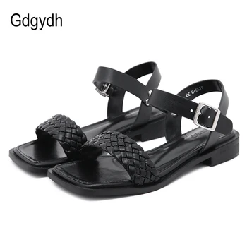 

Gdgydh 2020 Concise Women Sandals Fashion Monther Shoes In Summer Open Toe PU Braid Female Sandals Soft Leather Free Shipping