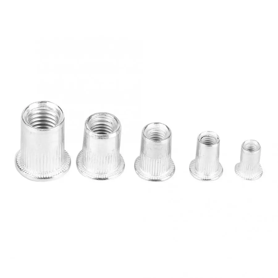 

190PCS Stainless Steel Square nuts Rivet Nut Kit Aluminum Flat Head Threaded Fastener Nuts M3 M4 M5 M6 M8 M10 Round Nut