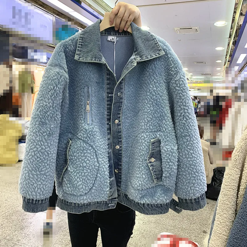 Новое пальто из овечьего меха, Женское зимнее пальто для девочек, свободные Прошитые парки из искусственного меха, женские утепленные хлопковые стеганые Студенческие теплые куртки