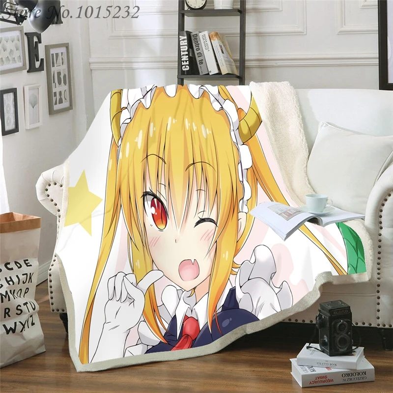 

Anime Kobayashi-san Chi No Maid Dragon Funny Character Blanket 3D Print Sherpa Blanket on Bed Home Textiles Dreamlike Style 02