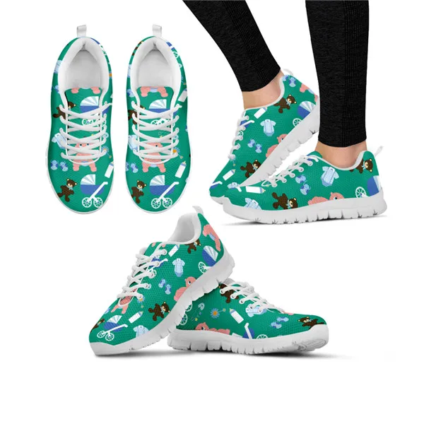 HMF758AQ FORUDESIGNS/мультяшная бутылочка для кормления с милым принтом для малышей; обувь для медсестры; женские туфли на плоской подошве из сетчатого материала; удобные женские кроссовки для девочек-подростков - Цвет: HMF758AQ