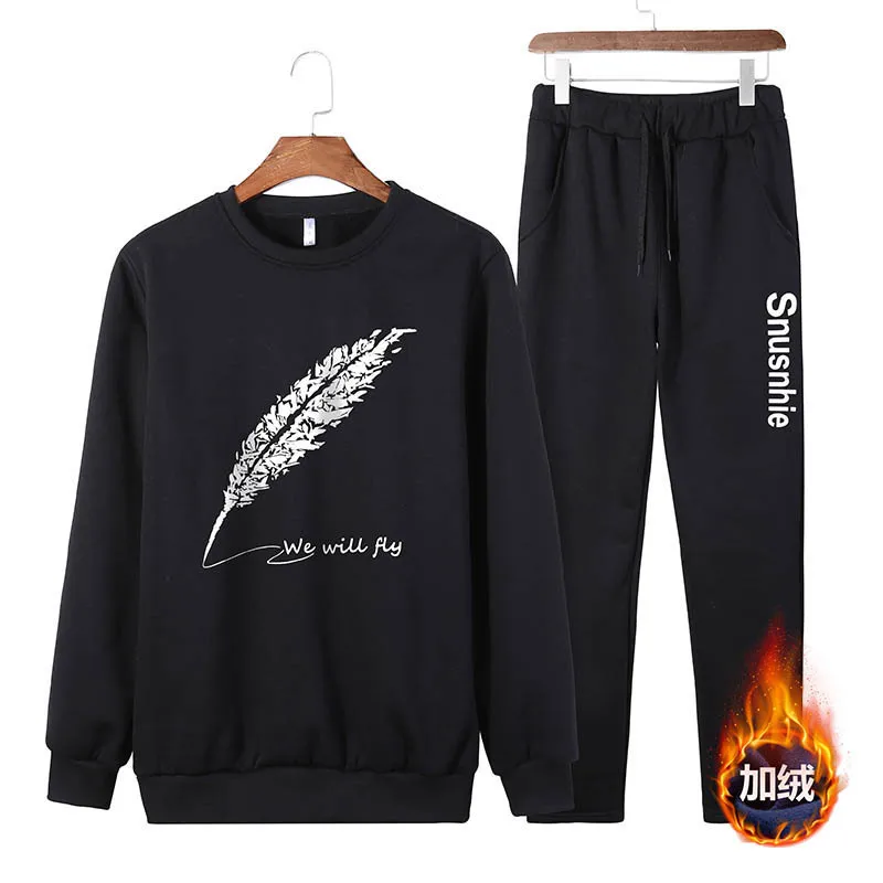 

MEN'S Casual Suit Autumn round Neck Sweater Pants Sports Trend Teenager Two-Piece Set Men'S Wear