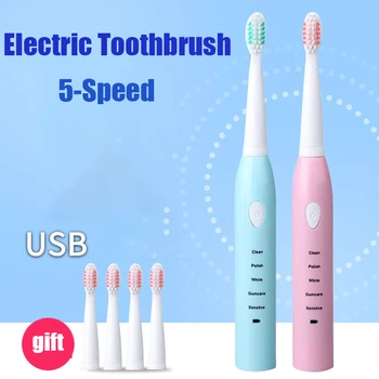 

Powerful Electric Toothbrush Ultrasonic Sonic USB Rechargeable Automatic Toothbrush soft Adult 5Speed Control Intelligent Timing