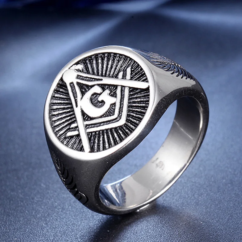 Masonic Ring Men Signet Silver Rings Freemason Ring Master Mason