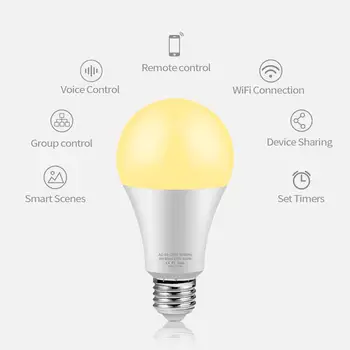 

New 9W Smart Home LED WiFi light Bulb Wireless APP Voice Control Compatible Alexa and Google Assistant Smart life led light